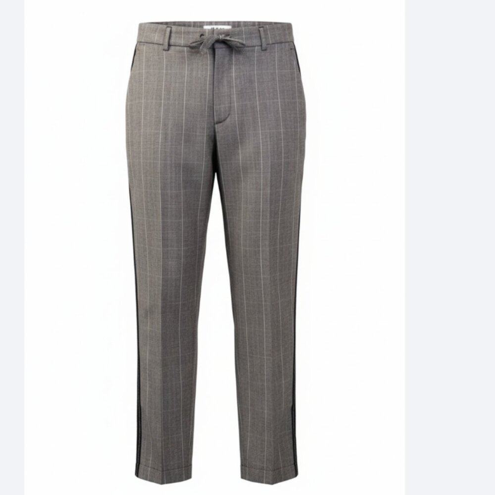 Gray Plaid Tuxedo Pants Size XL cuffed Pull-On cuffed Pockets